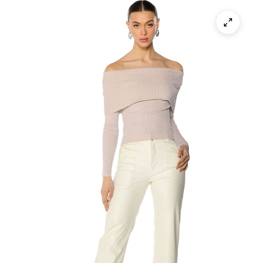 Off-Shoulder Ribbed Sweater - image 2